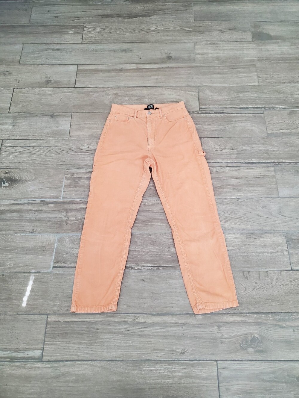 BDG 100% cotton peach high rise slim straight corduroy cargo pants size 27